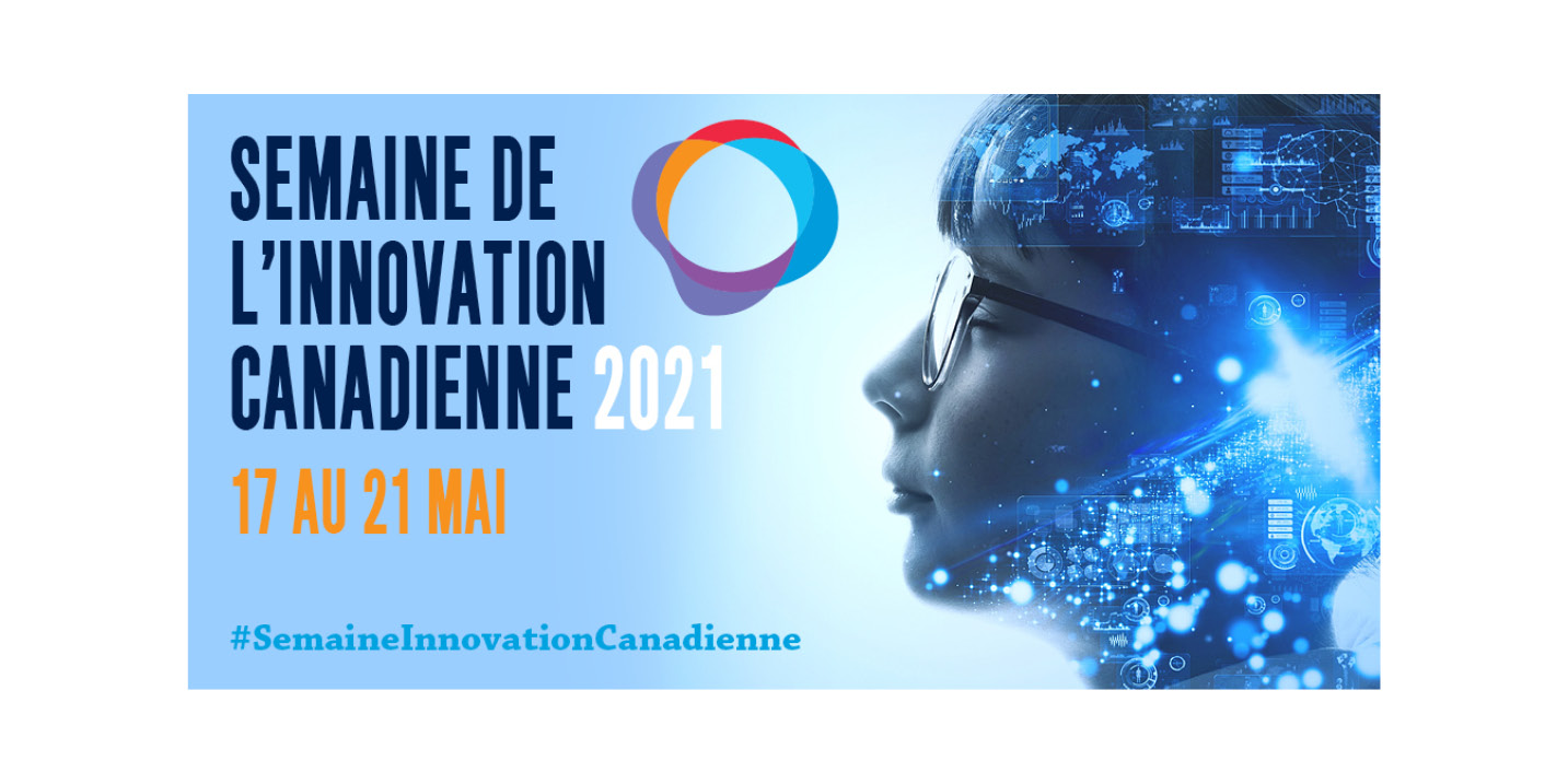 logo de la semaine de l'innovation canadienne avec une femme de profil qui porte des lunettes