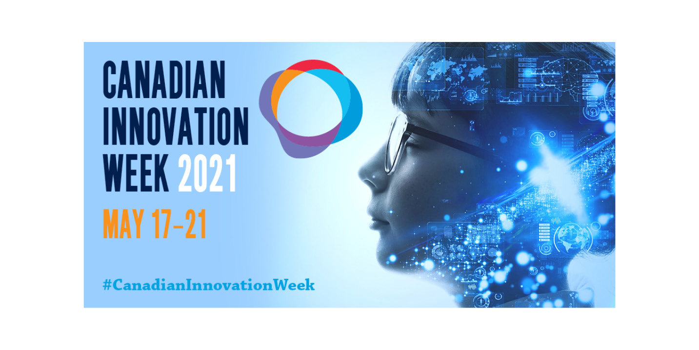 Canadian Innovation Week banner with logo; a woman in profile wearing glasses