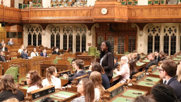 students meeting in the council chambers in ottawa