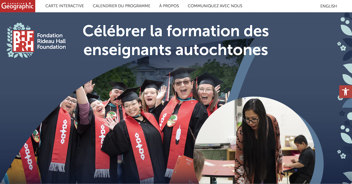 Capture d'écran du site web Célébrer la formation des enseignants autochtones