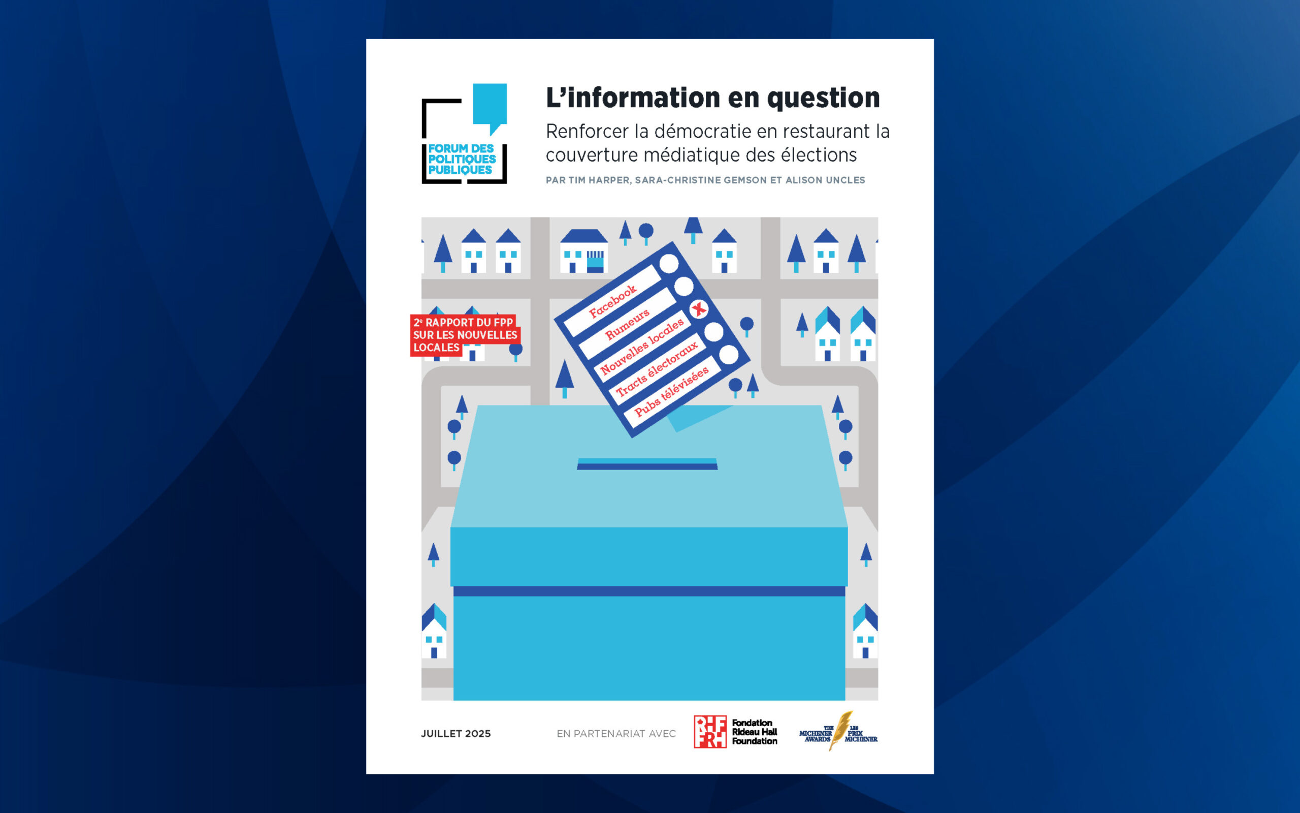 Page couverture du rapport Information en question